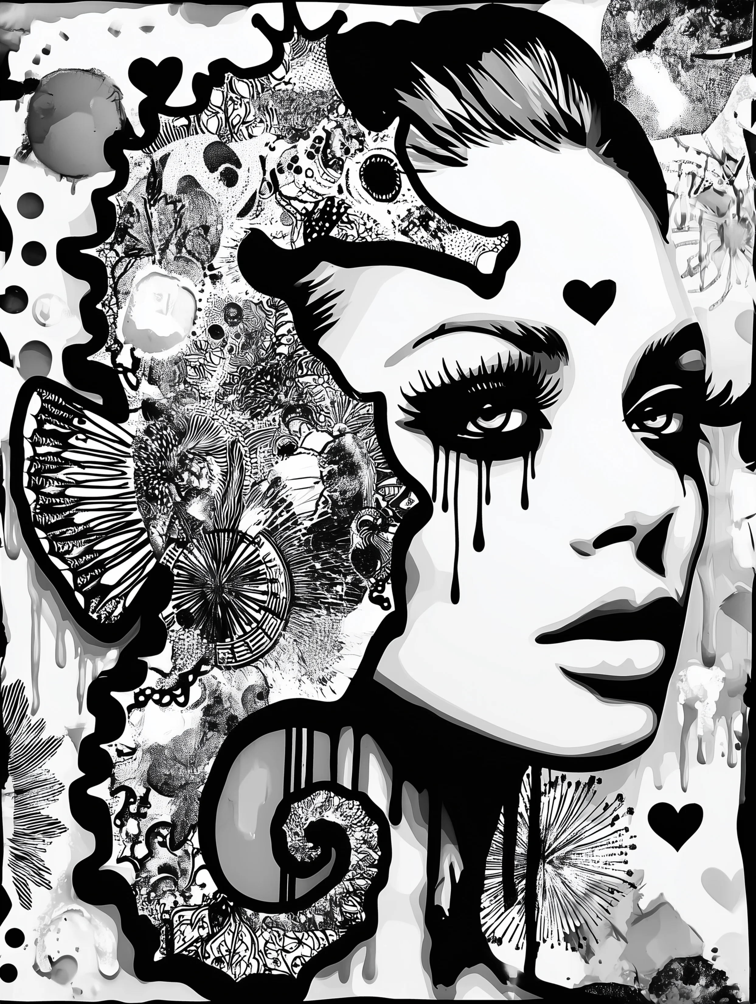 Free printable underwater coloring page for adults featuring a beautiful seahorse with a woman